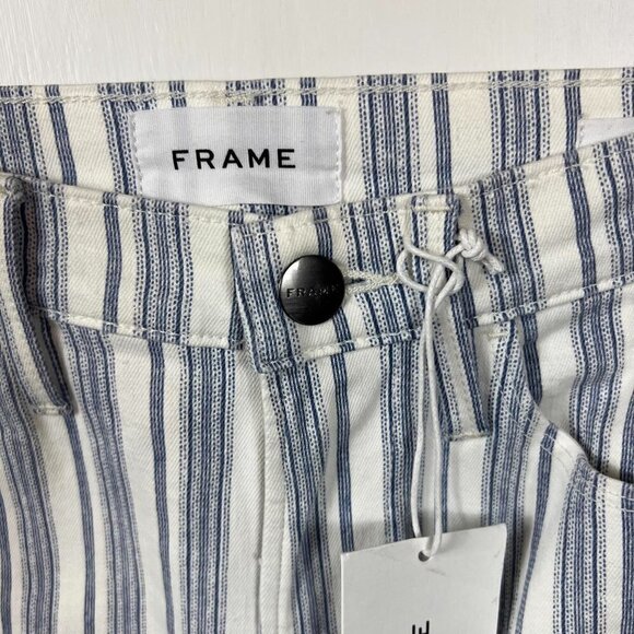 FRAME Le High Flare Blue White Striped Stretch Denim Jeans Size 26 NWT - Picture 6 of 9